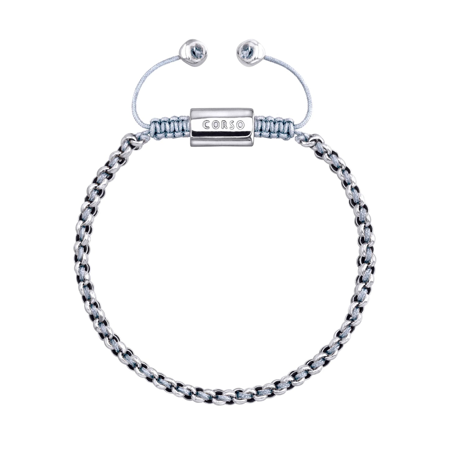 Pulsera En baño de rodio, Hilo de seda, Trenzado - Joyería y bisutería fina