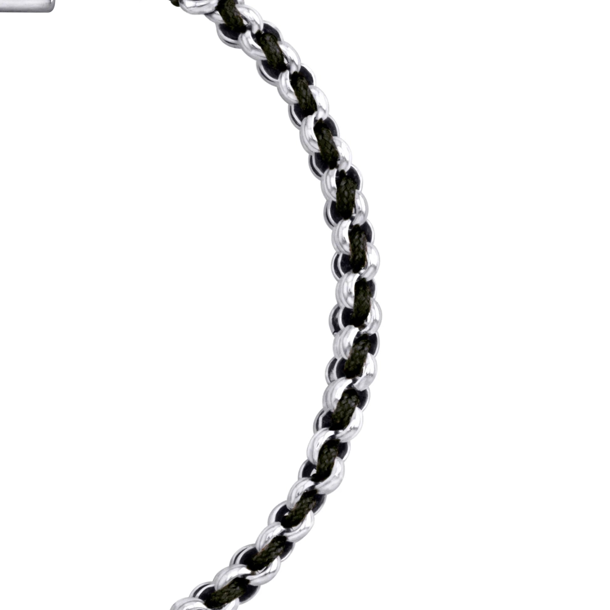 Pulsera En baño de rodio, Hilo de seda, Trenzado - Joyería y bisutería fina