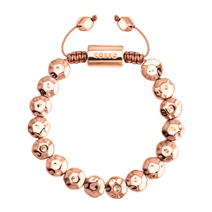 Pulsera ajustable con lunetas facetadas y placa central con insignia bañada de oro rosa 22K - Joyería y bisutería fina