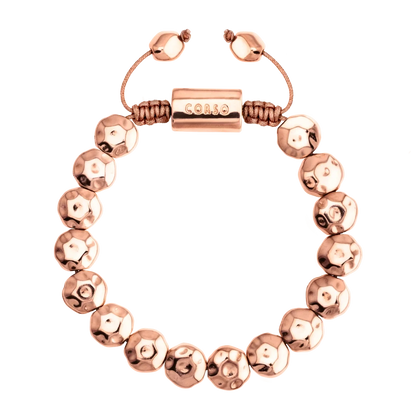Pulsera ajustable con lunetas facetadas y placa central con insignia bañada de oro rosa 22K - Joyería y bisutería fina