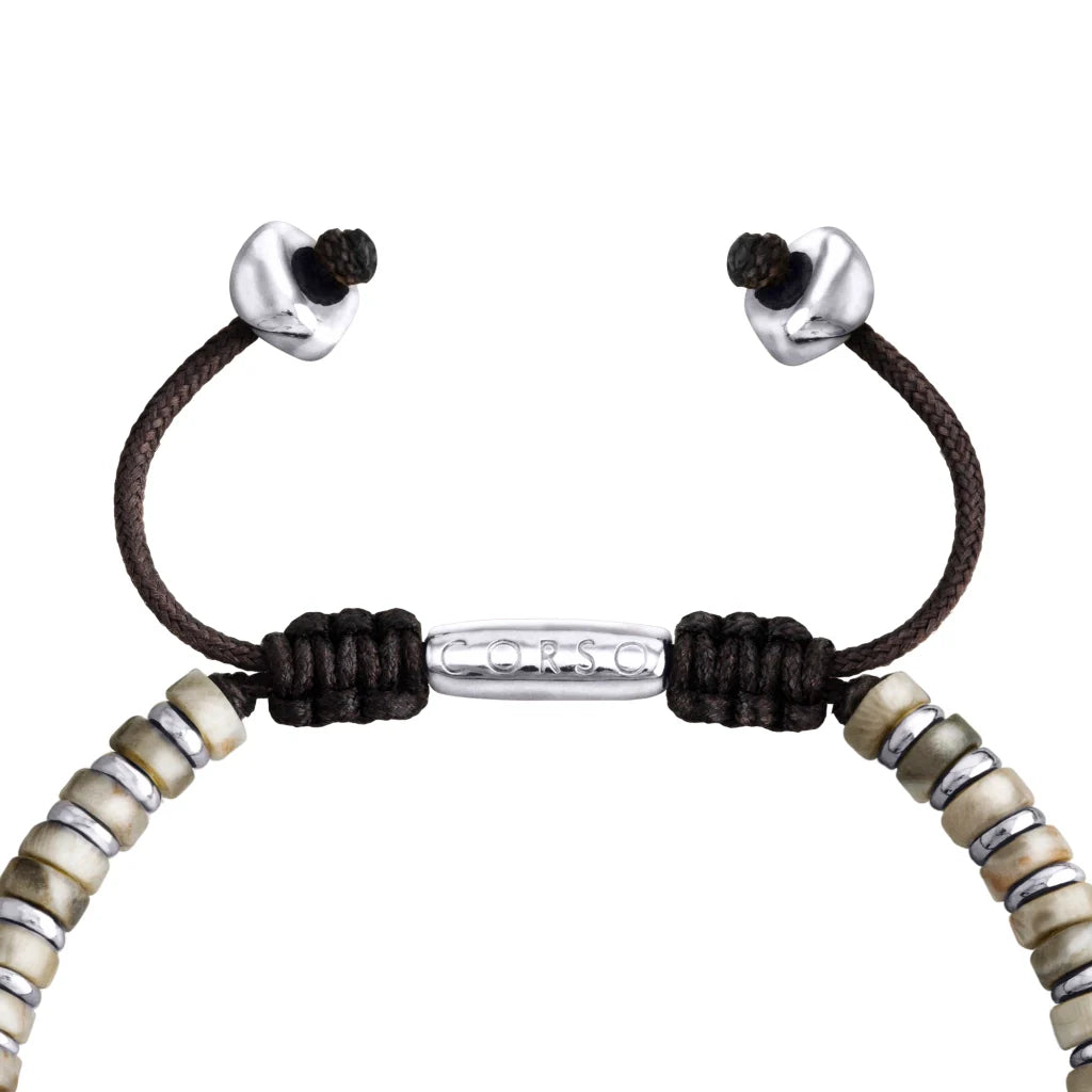 Pulsera con rondeles de piedra de 4mm con mini donas en baño de rodio - Joyería y bisutería fina
