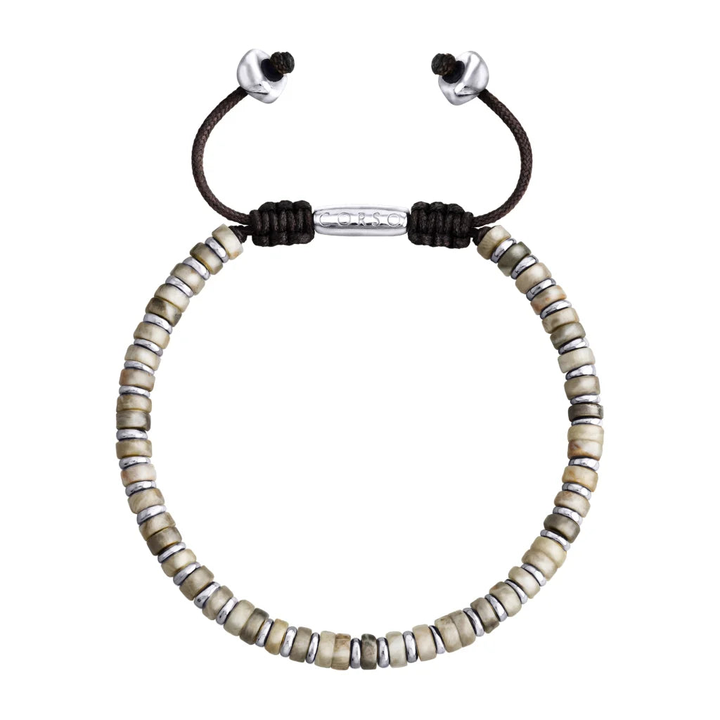 Pulsera con rondeles de piedra de 4mm con mini donas en baño de rodio - Joyería y bisutería fina