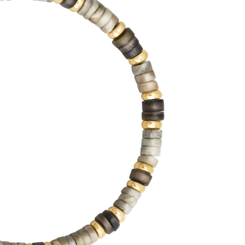 Pulsera baño de Oro 22K, rondeles de piedras naturales - Joyería y bisutería fina
