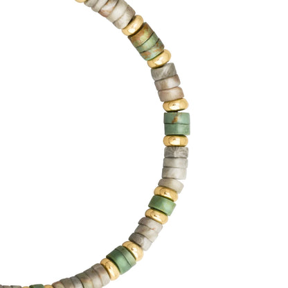 Pulsera baño de Oro 22K, rondeles de piedras naturales - Joyería y bisutería fina