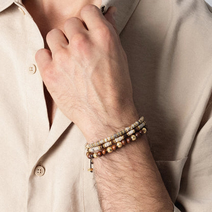 Pulsera baño de Oro 22K, rondeles de piedras naturales - Joyería y bisutería fina