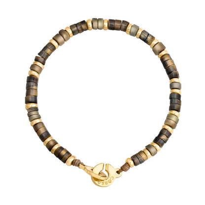 Pulsera baño de Oro 22K, rondeles de piedras naturales - Joyería y bisutería fina