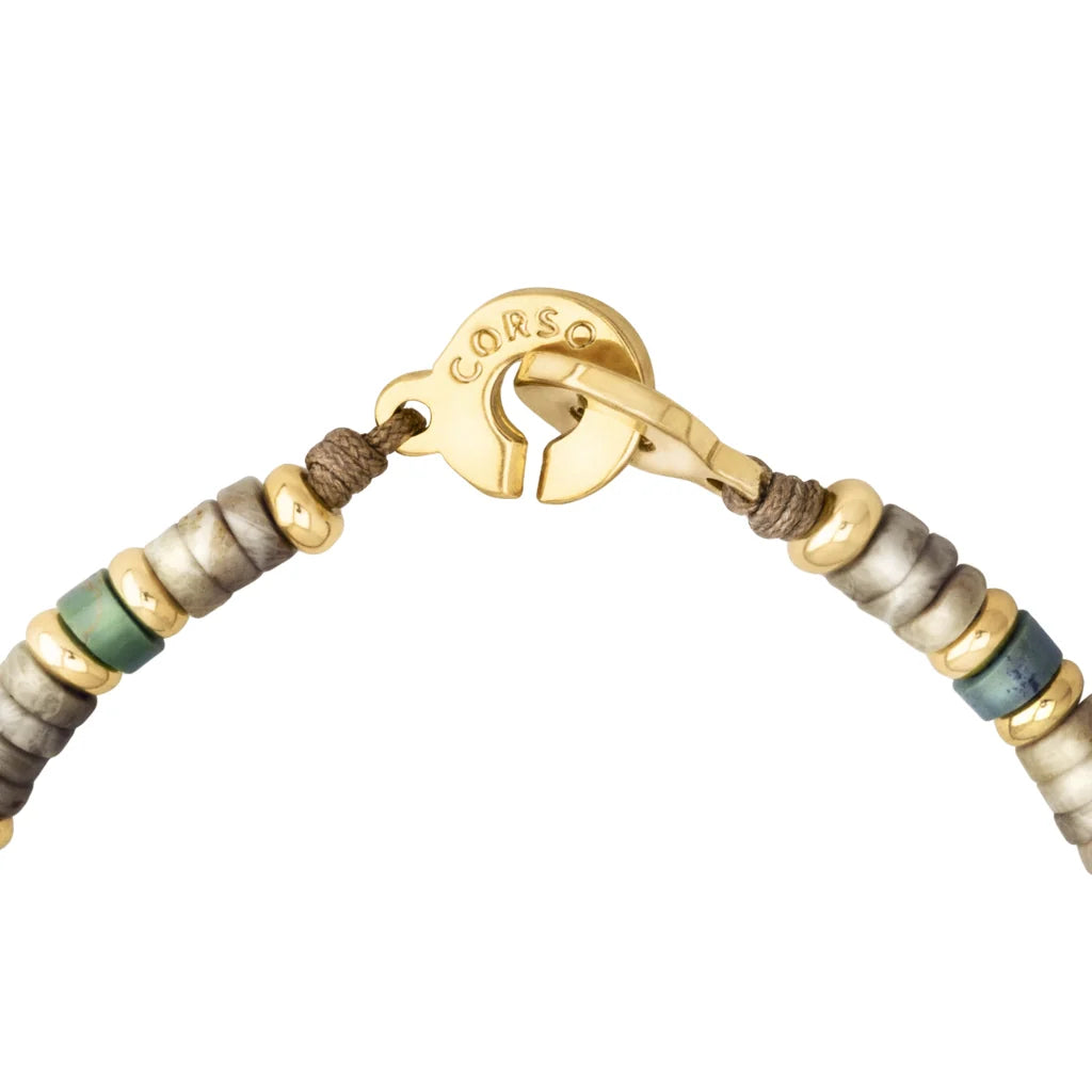 Pulsera baño de Oro 22K, rondeles de piedras naturales - Joyería y bisutería fina