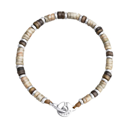Pulsera baño de rodio, rondeles de piedras naturales - Joyería y bisutería fina