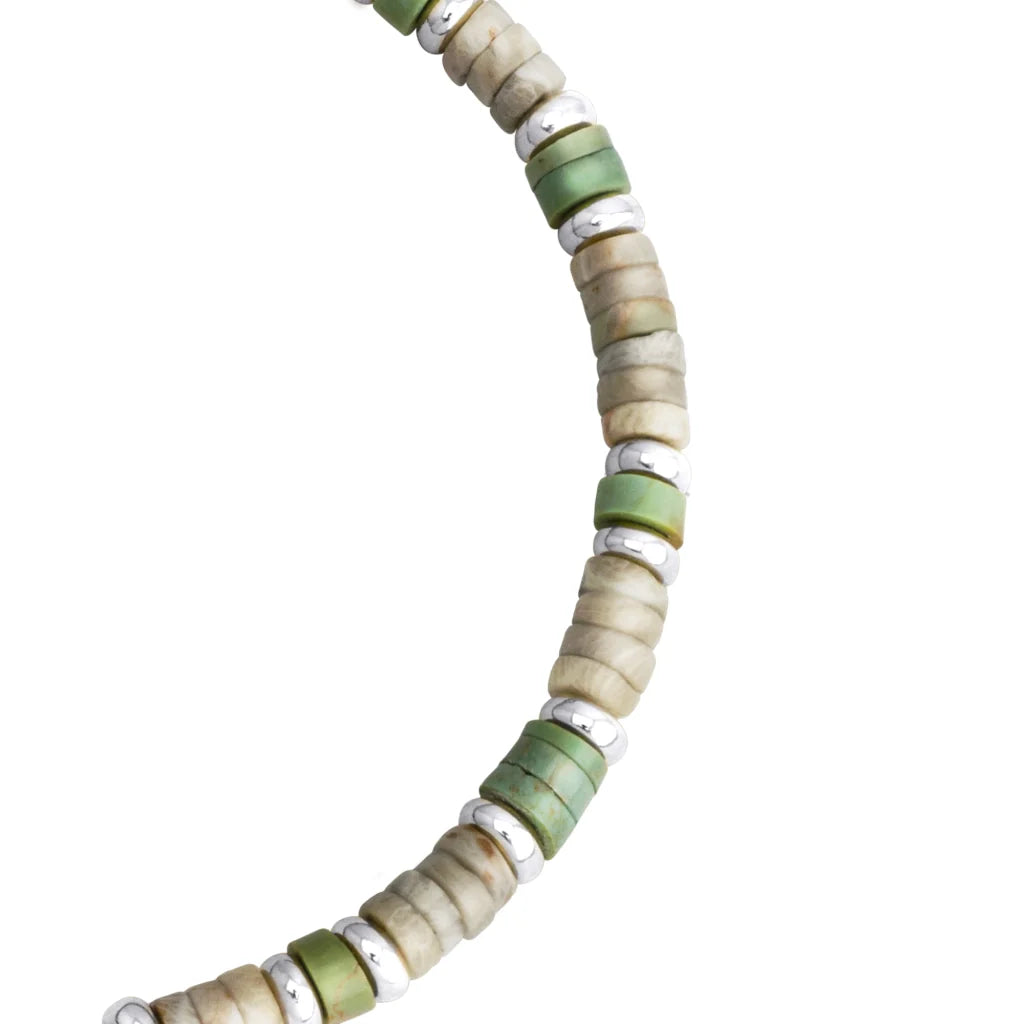 Pulsera baño de rodio, rondeles de piedras naturales - Joyería y bisutería fina