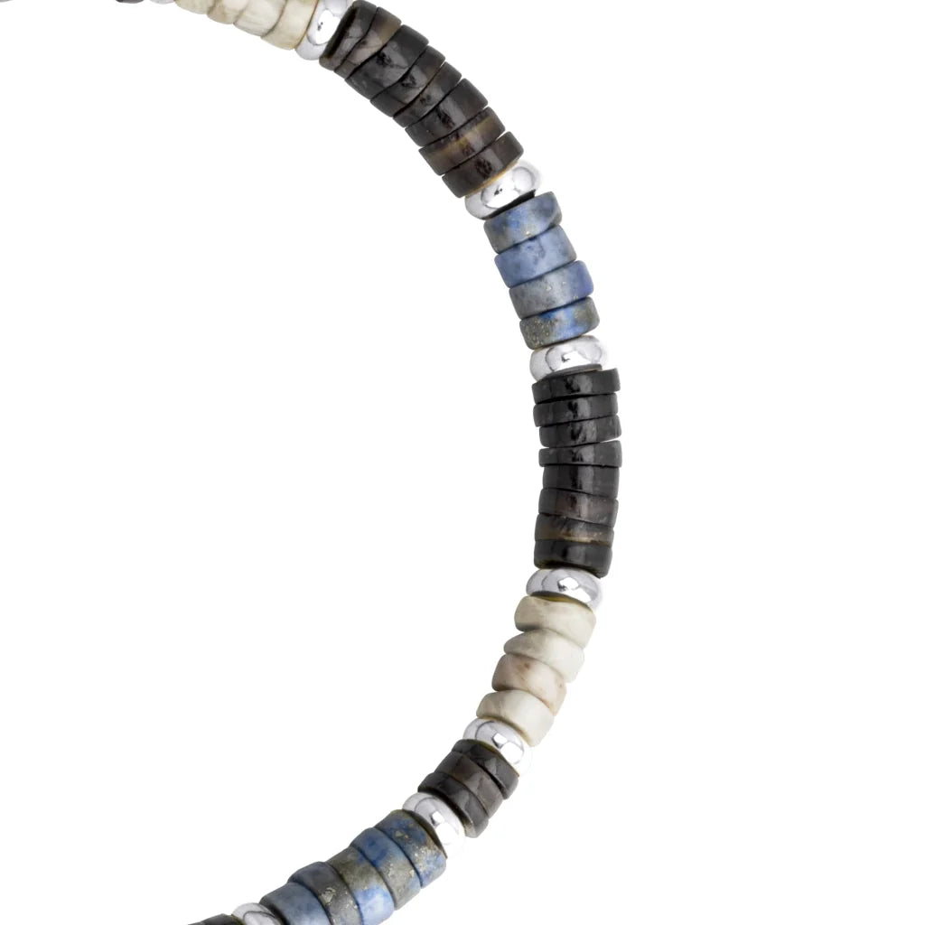 Pulsera baño de rodio, rondeles de piedras naturales - Joyería y bisutería fina