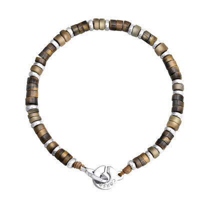 Pulsera baño de rodio, rondeles de piedras naturales - Joyería y bisutería fina