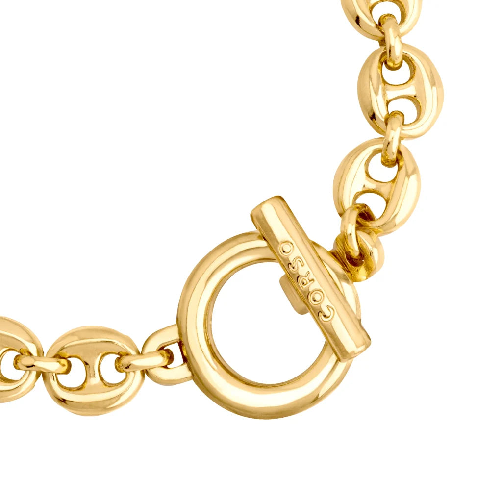 Pulsera de eslabones con broche omega en baño de oro 22K - Joyería y bisutería fina