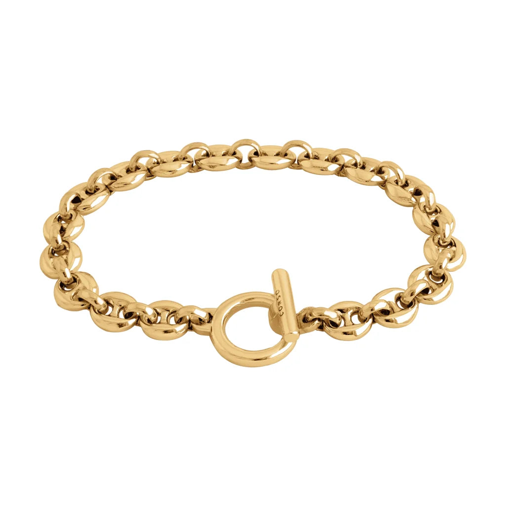 Pulsera de eslabones con broche omega en baño de oro 22K - Joyería y bisutería fina
