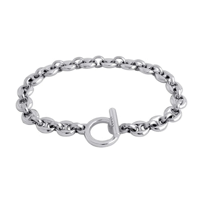 Pulsera de eslabones con broche omega en baño de Rodio - Joyería y bisutería fina