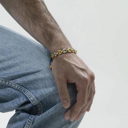 Pulsera de eslabones baño en rodio, oro 22K y oro rosa 22K - Joyería y bisutería fina