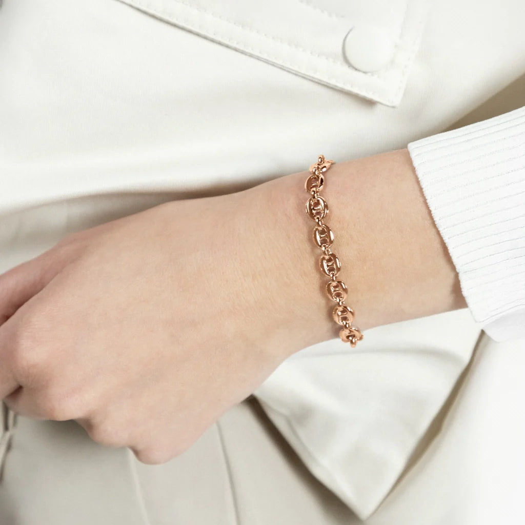 Pulsera de eslabones baño oro rosa 22K - Joyería y bisutería fina