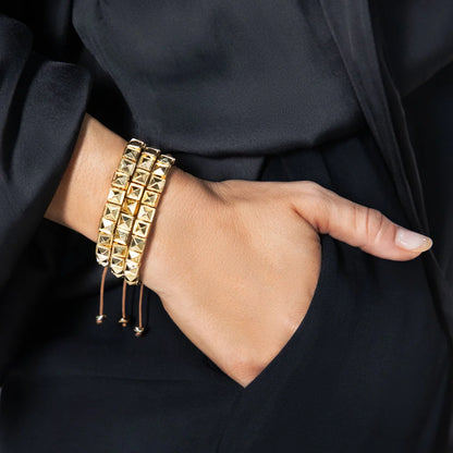 Pulsera Baño de Oro 22K, Oro Rosa 22K, Rodio, Cuentas geométricas - Joyería y bisutería fina