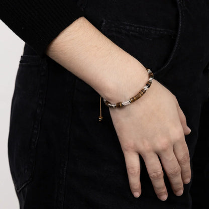 Pulsera en baño de Rodio, conchas filipinas heishi, cuarzo blanco - Joyería y bisutería fina