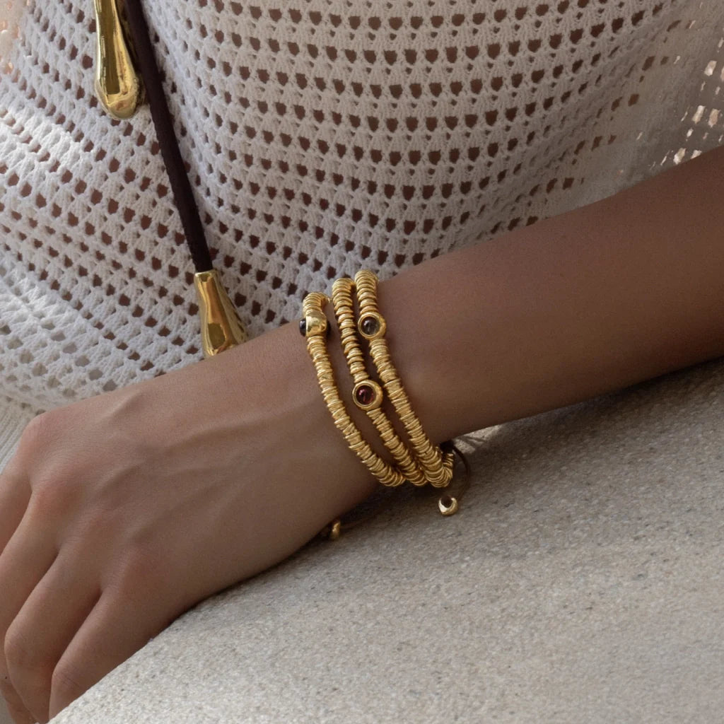 Pulsera Bañado en Oro 22K, Piedras naturales - Joyería y bisutería fina