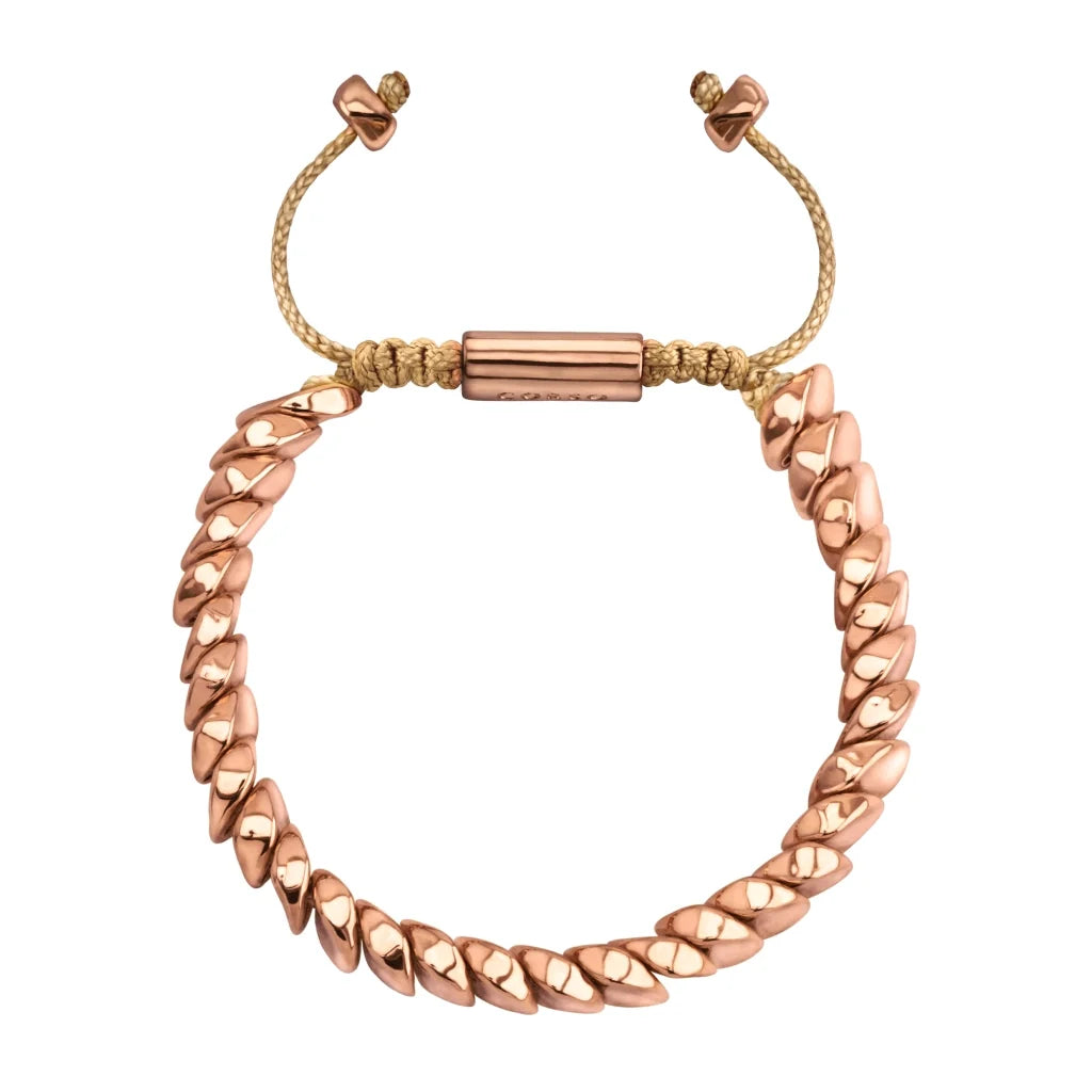 Pulsera ajustable con hilo de seda, con lunas y placa insignia Corso en baño de oro rosa 22K - Joyería y bisutería fina