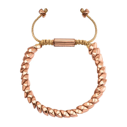 Pulsera ajustable con hilo de seda, con lunas y placa insignia Corso en baño de oro rosa 22K - Joyería y bisutería fina