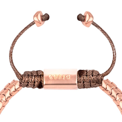 Pulsera ajustable con hilo de seda, diseño escamas articuladas y broche bañado en oro rosa 22K - Joyería y bisutería fina