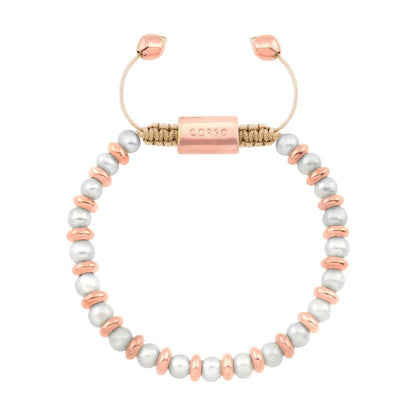 Pulsera ajustable en baño de oro 22K, oro rosa 22K o rodio, con perlas japonesas de 5mm - Joyería y bisutería fina