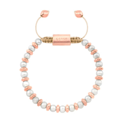 Pulsera ajustable en baño de oro 22K, oro rosa 22K o rodio, con perlas japonesas de 5mm - Joyería y bisutería fina