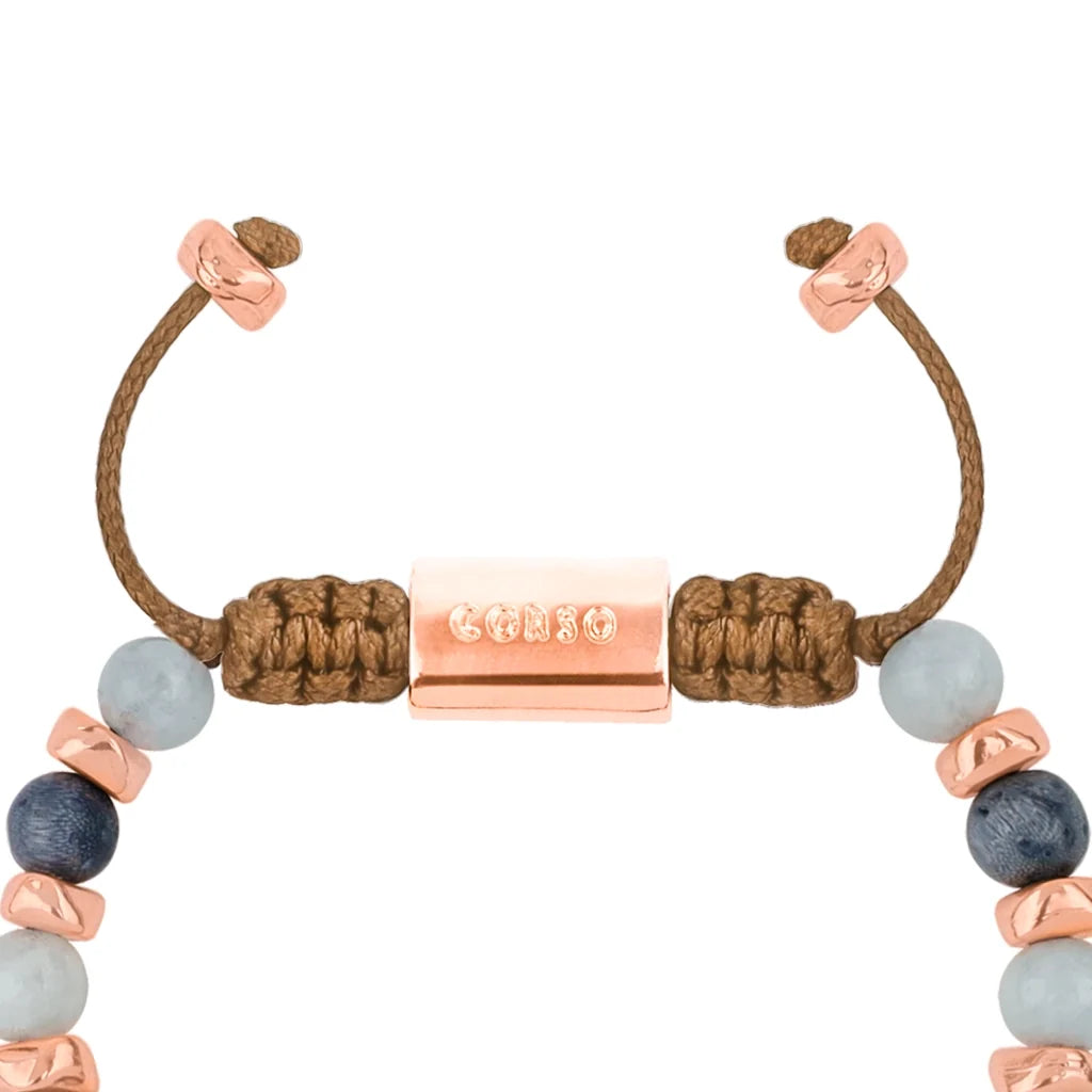 Pulsera ajustable, con piedras naturales de 6mm, baño de rodio - Joyería y bisutería fina