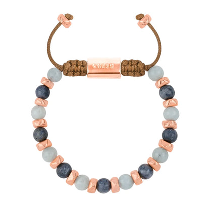 Pulsera ajustable, con piedras naturales de 6mm, baño de rodio - Joyería y bisutería fina