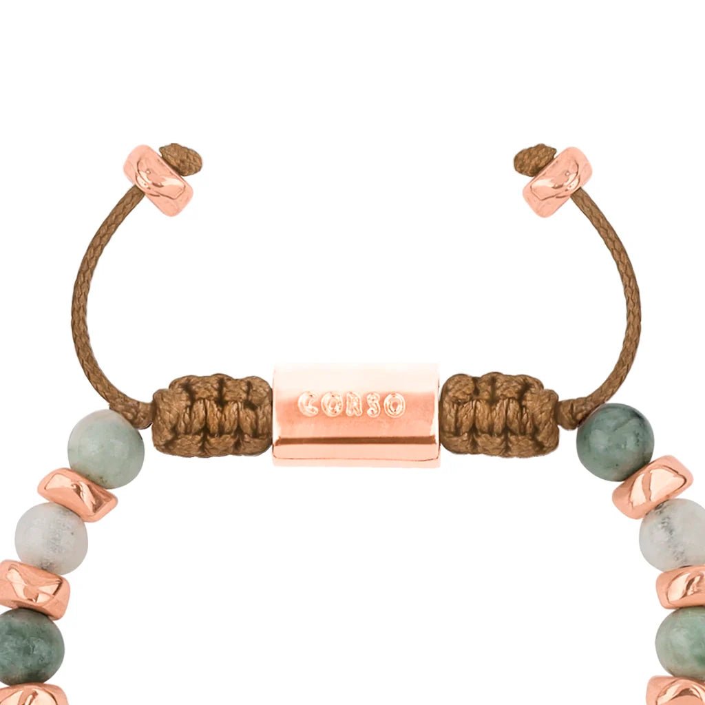 Pulsera ajustable, con piedras naturales de 6mm, baño de rodio - Joyería y bisutería fina