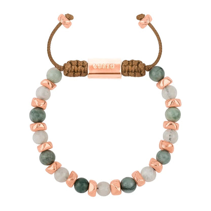 Pulsera ajustable, con piedras naturales de 6mm, baño de rodio - Joyería y bisutería fina