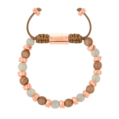 Pulsera ajustable, con piedras naturales de 6mm, baño de rodio - Joyería y bisutería fina