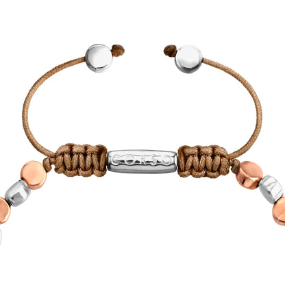 Pulsera con cuentas cilíndricas bañadas en oro rosa 22K y rodio - Joyería y bisutería fina