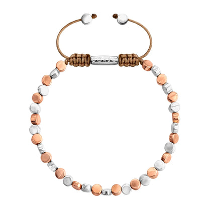 Pulsera con cuentas cilíndricas bañadas en oro rosa 22K y rodio - Joyería y bisutería fina