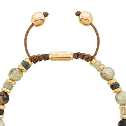 Pulsera con rondeles y dije de pez koi en baño de oro de 22K, con piedras naturales esféricas - Joyería y bisutería fina
